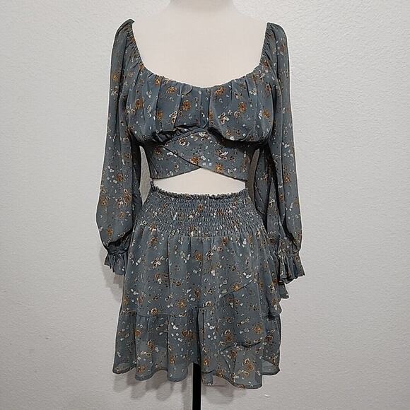 Altar'd State Tops - Altard‎ State S XS Blue Floral Babydoll Top Skirt Fairy Festival Sexy Bloomcore